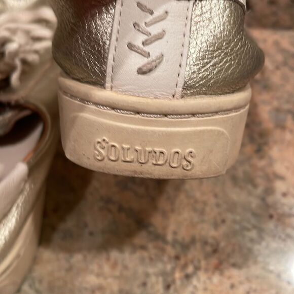 Soludos woman’s gold sparkly tennis shoes - Picture 10 of 14